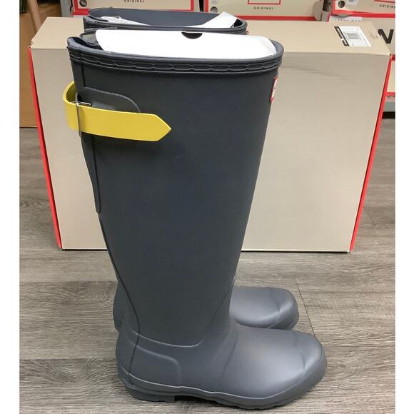 Hunter Size 5 Luna Matte Blue Yellow Original Tall Rain Boots Waterproof LM1-28 - Picture 6 of 10